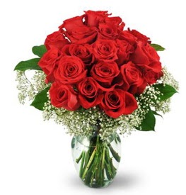 25 adet kırmızı gül cam vazoda  Rize çiçek mağazası , çiçekçi adresleri 