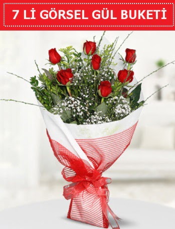 7 adet kırmızı gül buketi Aşk budur  Rize çiçek servisi , çiçekçi adresleri 